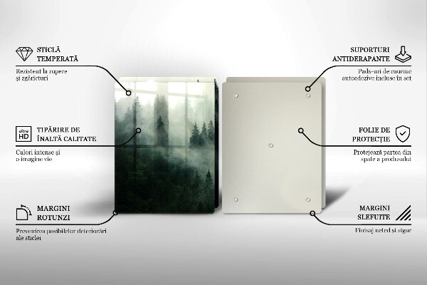 Tábua de corte de vidro Paisagem de floresta enevoada