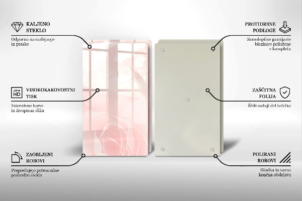 Tábua de cortar de vidro Fundo de rosas pastel