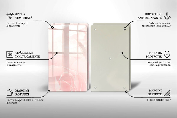 Tábua de cortar de vidro Fundo de rosas pastel