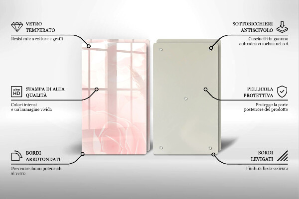 Tábua de cortar de vidro Fundo de rosas pastel