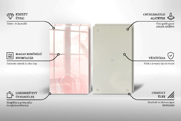 Tábua de cortar de vidro Fundo de rosas pastel