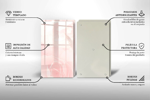 Tábua de cortar de vidro Fundo de rosas pastel