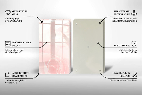 Tábua de cortar de vidro Fundo de rosas pastel