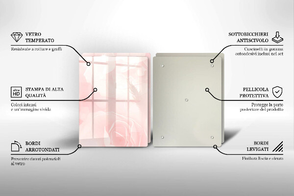 Tábua de cortar de vidro Fundo de rosas pastel