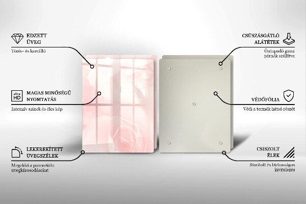 Tábua de cortar de vidro Fundo de rosas pastel