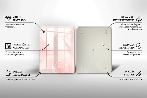 Tábua de cortar de vidro Fundo de rosas pastel