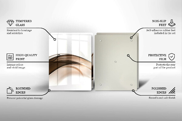 Tábua de cortar de vidro Linhas marrons abstratas