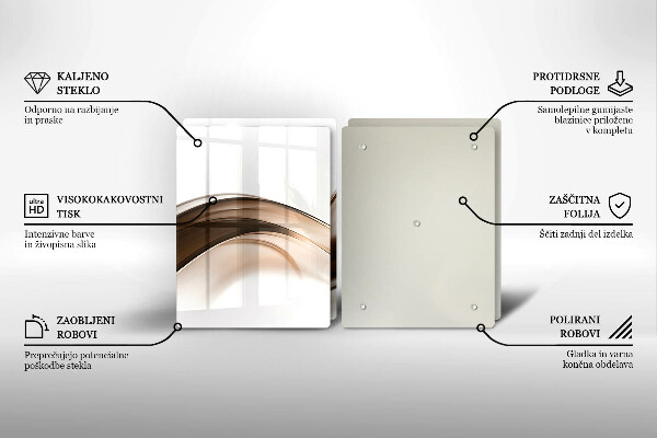 Tábua de cortar de vidro Linhas marrons abstratas