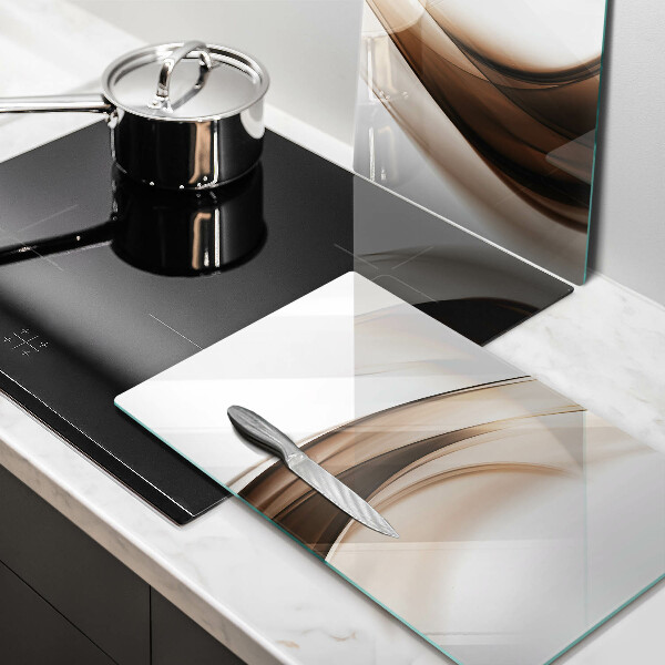 Tábua de cortar de vidro Linhas marrons abstratas