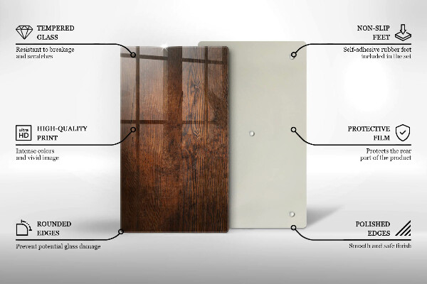 Tábua de corte de vidro Placa de madeira escura