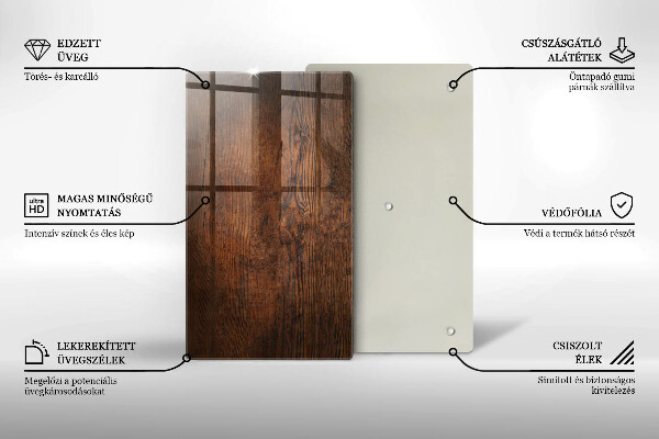 Tábua de corte de vidro Placa de madeira escura