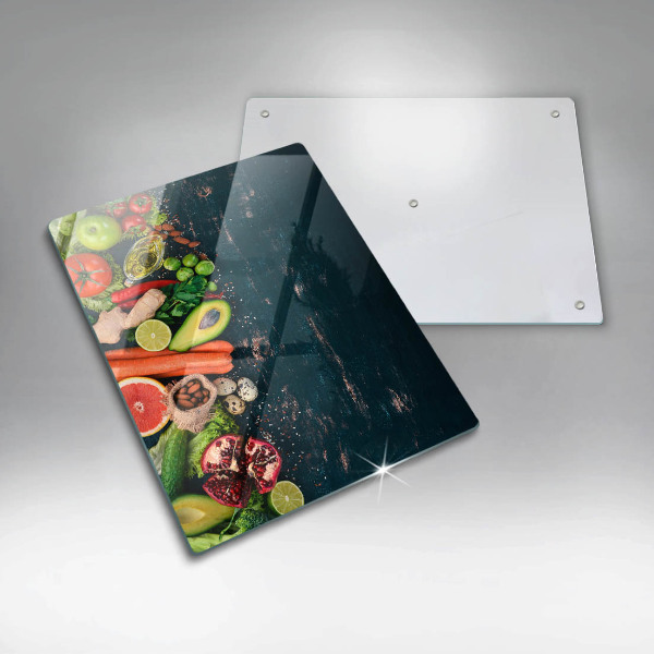 Tábua de corte de vidro Frutas e vegetais