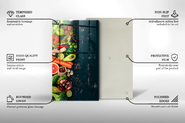 Tábua de corte de vidro Frutas e vegetais