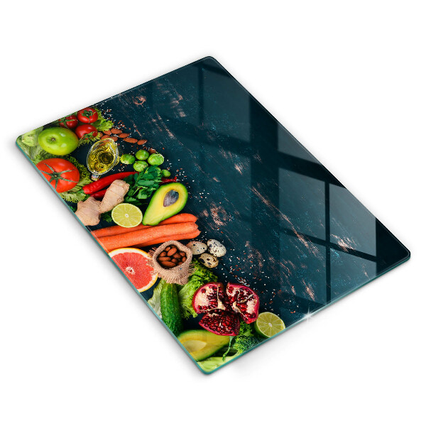 Tábua de corte de vidro Frutas e vegetais