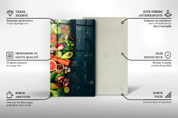 Tábua de corte de vidro Frutas e vegetais
