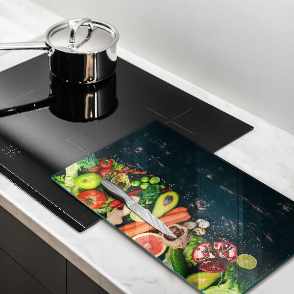 Tábua de corte de vidro Frutas e vegetais