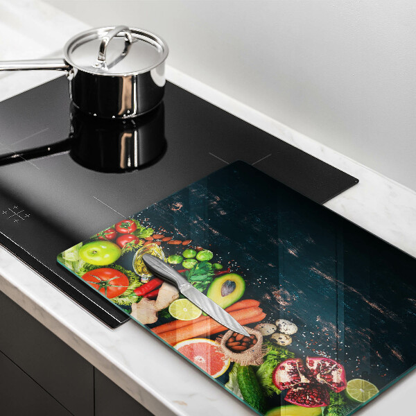 Tábua de corte de vidro Frutas e vegetais