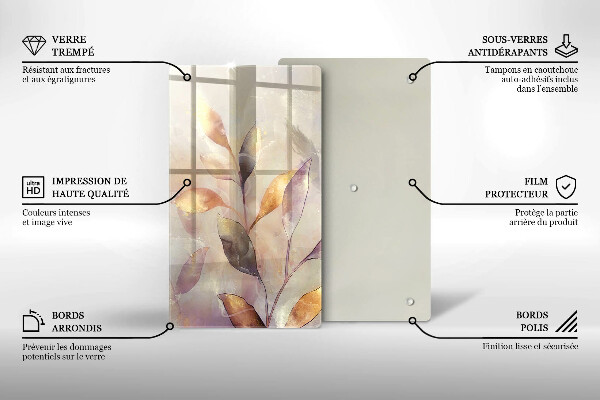 Tábua corte Folhas boho pintadas