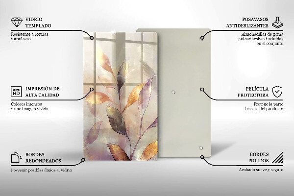 Tábua corte Folhas boho pintadas