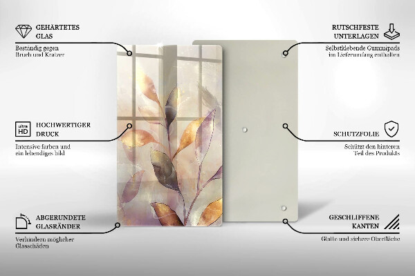 Tábua corte Folhas boho pintadas