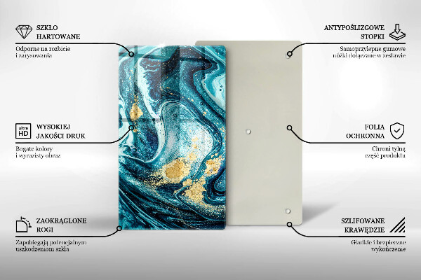 Tábua de cortar de vidro Azul abstrato dourado