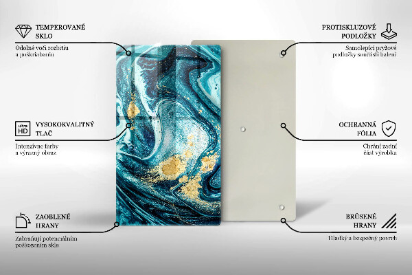 Tábua de cortar de vidro Azul abstrato dourado