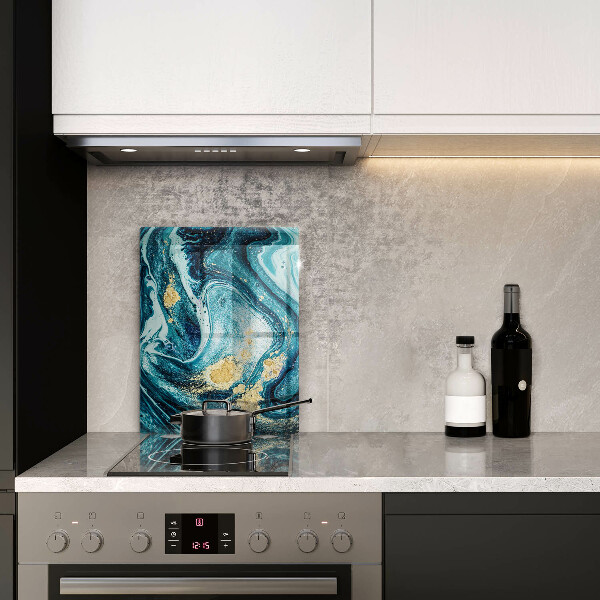 Tábua de cortar de vidro Azul abstrato dourado