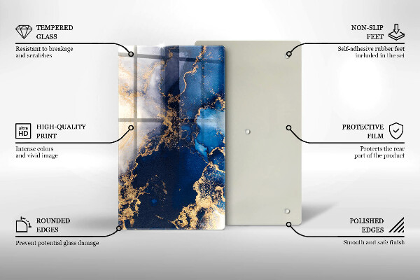 Tábua de cortar de vidro Fundo elegante e dourado