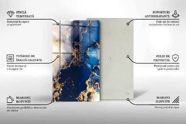 Tábua de cortar de vidro Fundo elegante e dourado