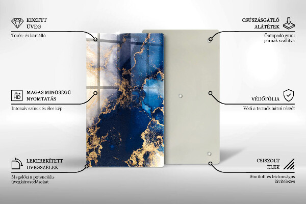 Tábua de cortar de vidro Fundo elegante e dourado