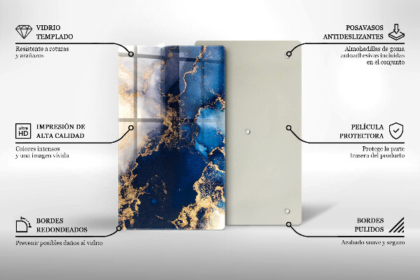 Tábua de cortar de vidro Fundo elegante e dourado