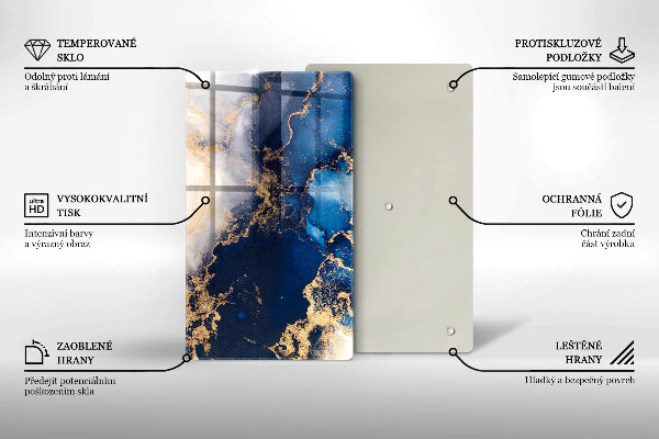 Tábua de cortar de vidro Fundo elegante e dourado