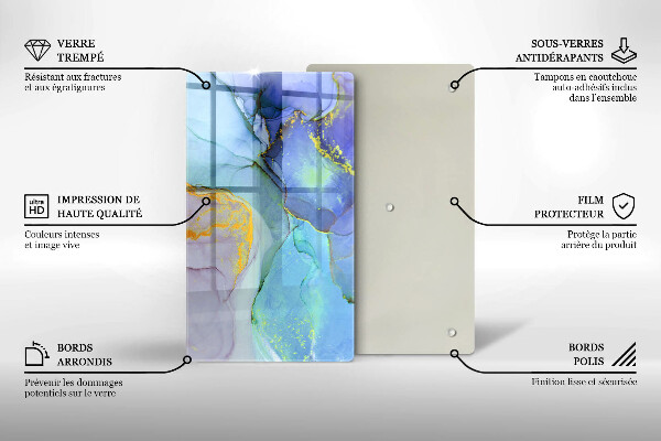 Tábua de vidro Ouro em pedra rachada