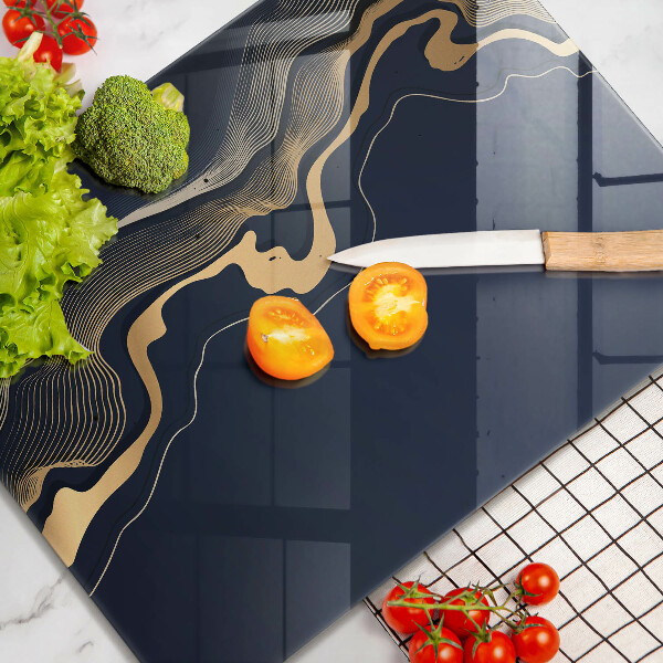 Tábua de cortar alimentos Linhas douradas abstratas