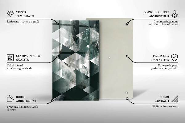 Tábua de corte de vidro Triângulos e água