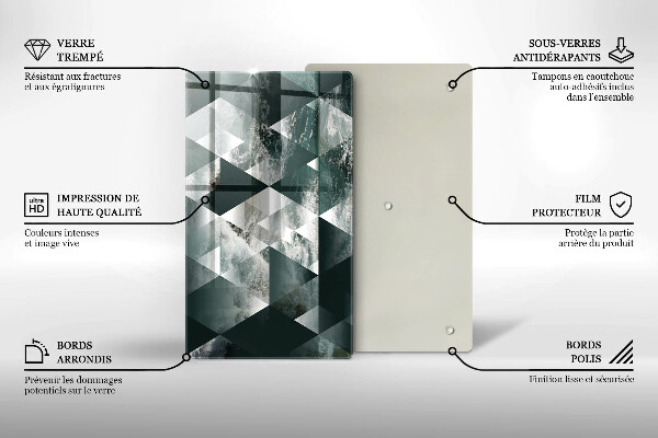 Tábua de corte de vidro Triângulos e água