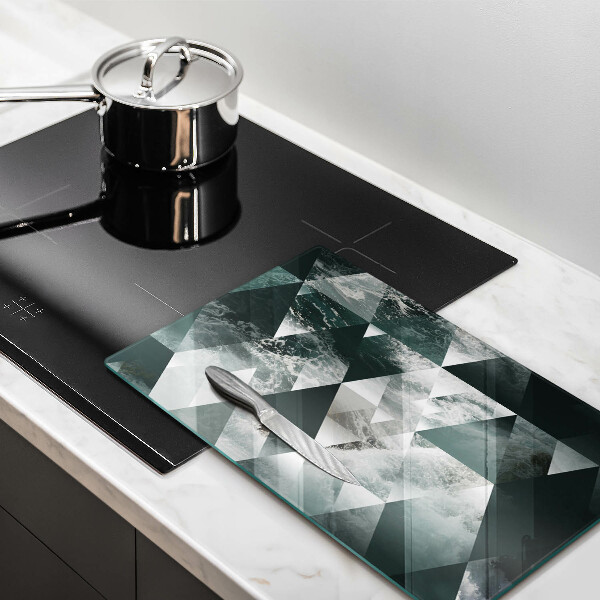 Tábua de corte de vidro Triângulos e água