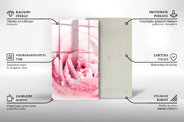 Tábua cozinha Gotas de orvalho e flor de rosa