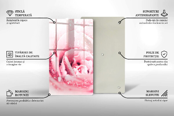 Tábua cozinha Gotas de orvalho e flor de rosa