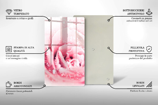 Tábua cozinha Gotas de orvalho e flor de rosa