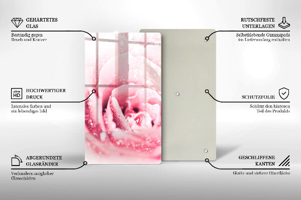 Tábua cozinha Gotas de orvalho e flor de rosa