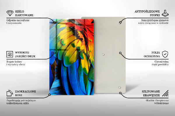 Tábua corte Penas coloridas de papagaio