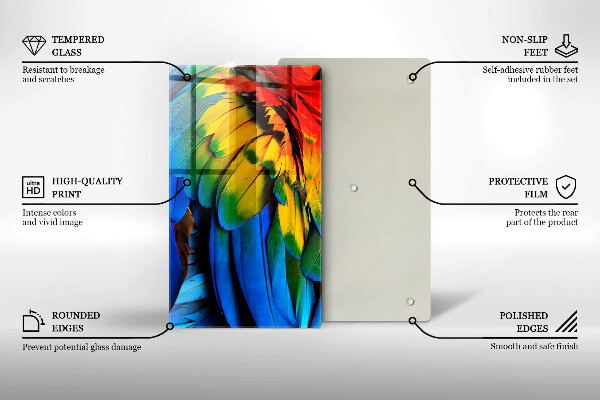 Tábua corte Penas coloridas de papagaio