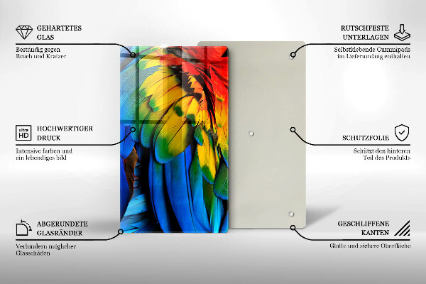 Tábua corte Penas coloridas de papagaio