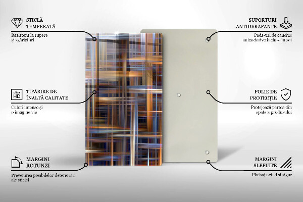 Tábua de corte de vidro Linhas de pintura abstratas