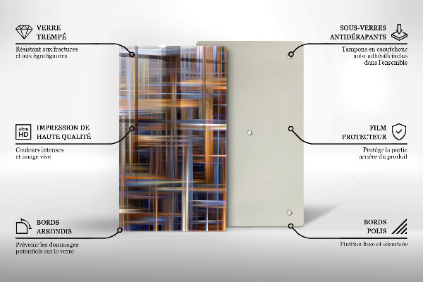 Tábua de corte de vidro Linhas de pintura abstratas