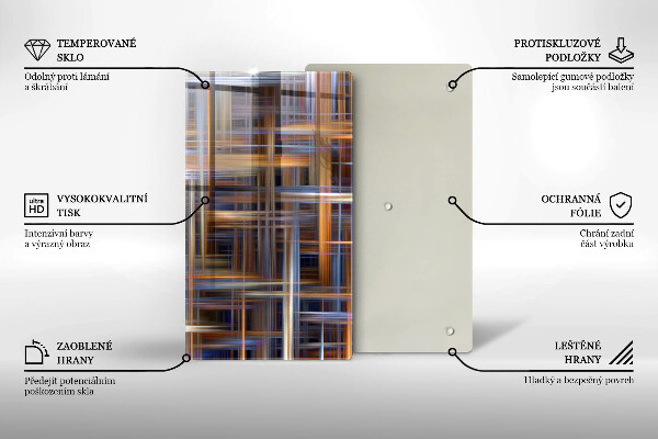 Tábua de corte de vidro Linhas de pintura abstratas