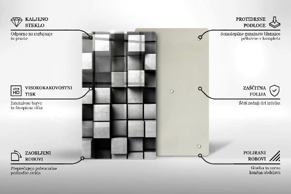 Tábua cozinha Quadrados 3D abstratos