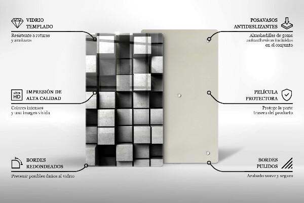 Tábua cozinha Quadrados 3D abstratos