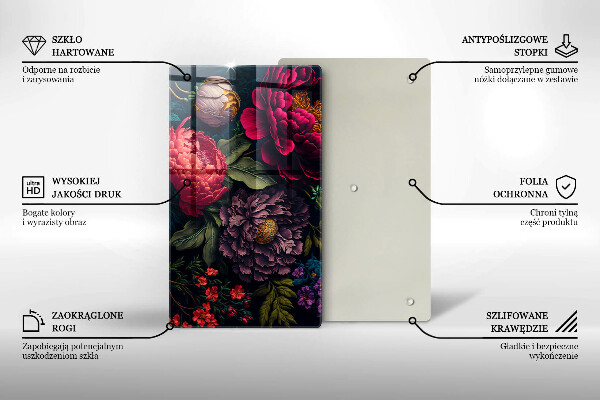 Tábua de vidro Lindas flores